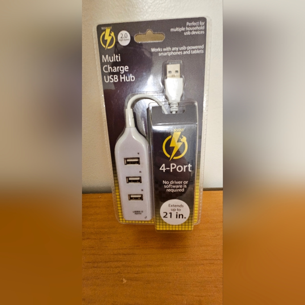 White 4-Port USB Hub